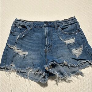 Abercrombie & Fitch Ripped Blue Jean Shorts